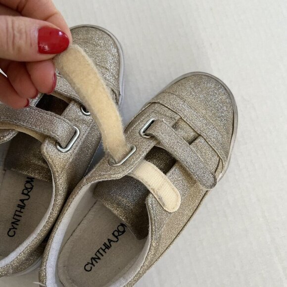 CYNTHIA ROWLEY Hoop And Loop  gold glittery sneakers Sz 12 - Picture 8 of 10